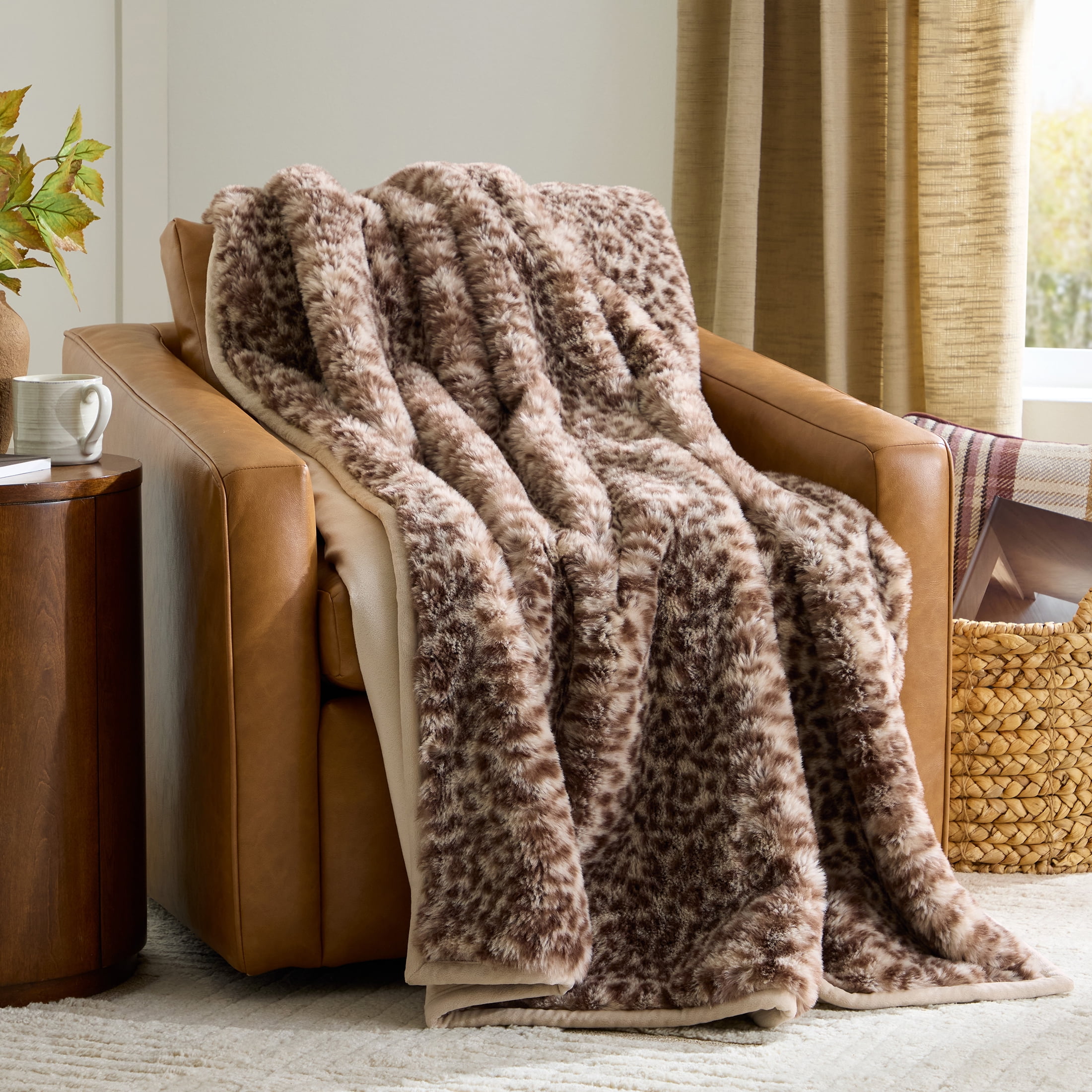 Better Homes & Gardens Leopard Faux Fur Throw, 50 in x 72 in