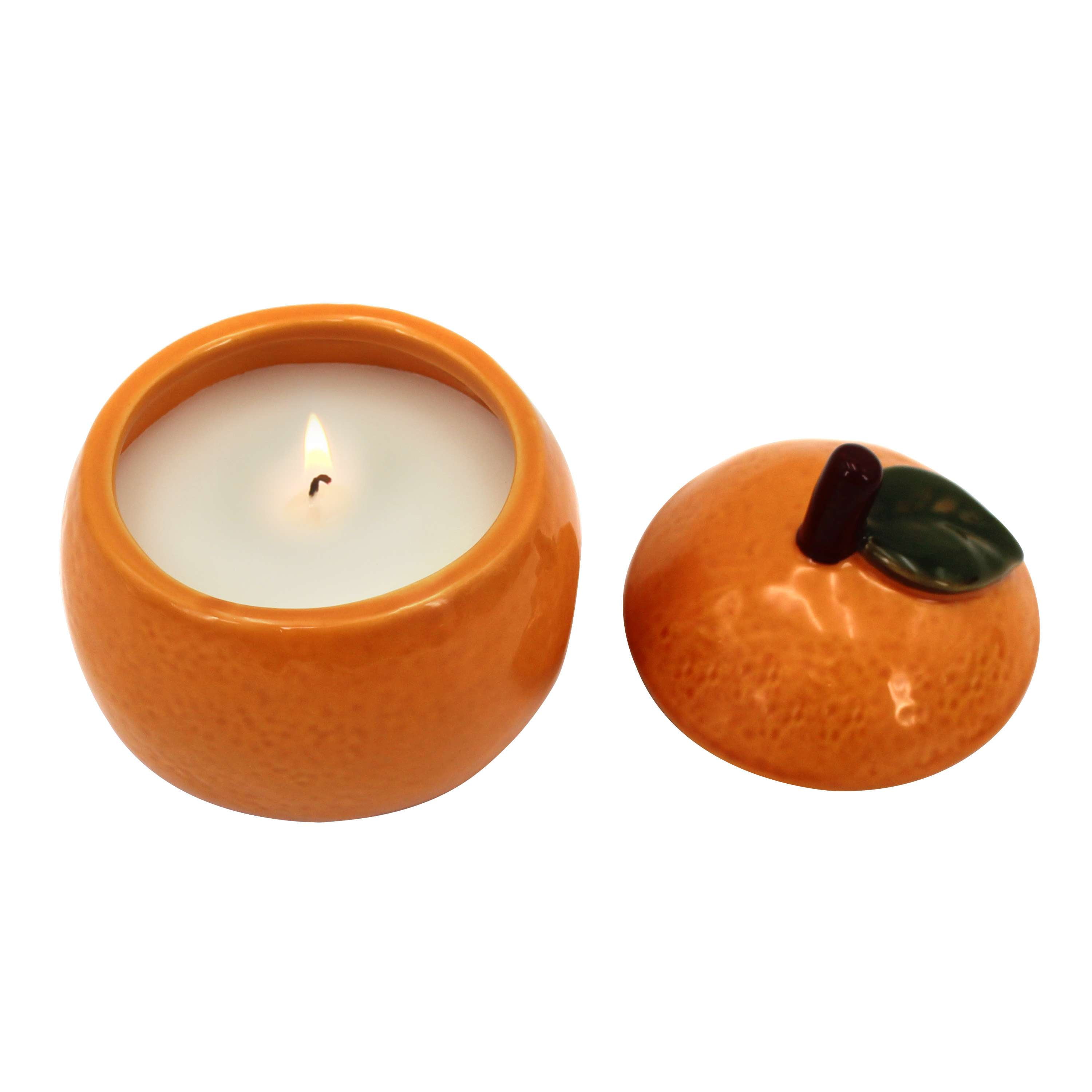Better Homes & Gardens 1-Wick Ceramic Fruit Candle, Orange and