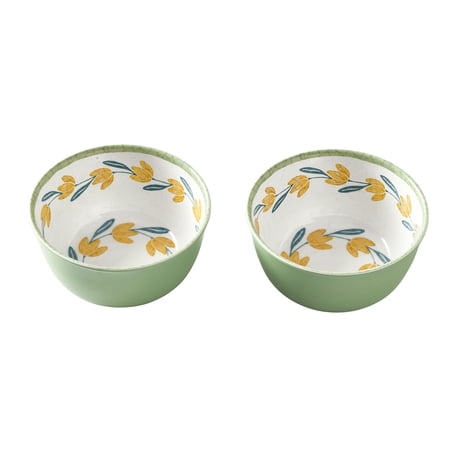 Better Homes & Gardens Round Dip Bowl Set, 14 oz, Floral Green, Dishwasher-Safe, 2 Count
