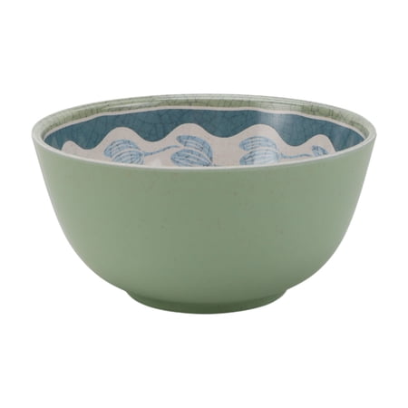 Better Homes & Gardens 36 oz Round Cereal Bowl, Floral Green, Reusable, Dishwasher-Safe, Bamboo Melamine Plastic