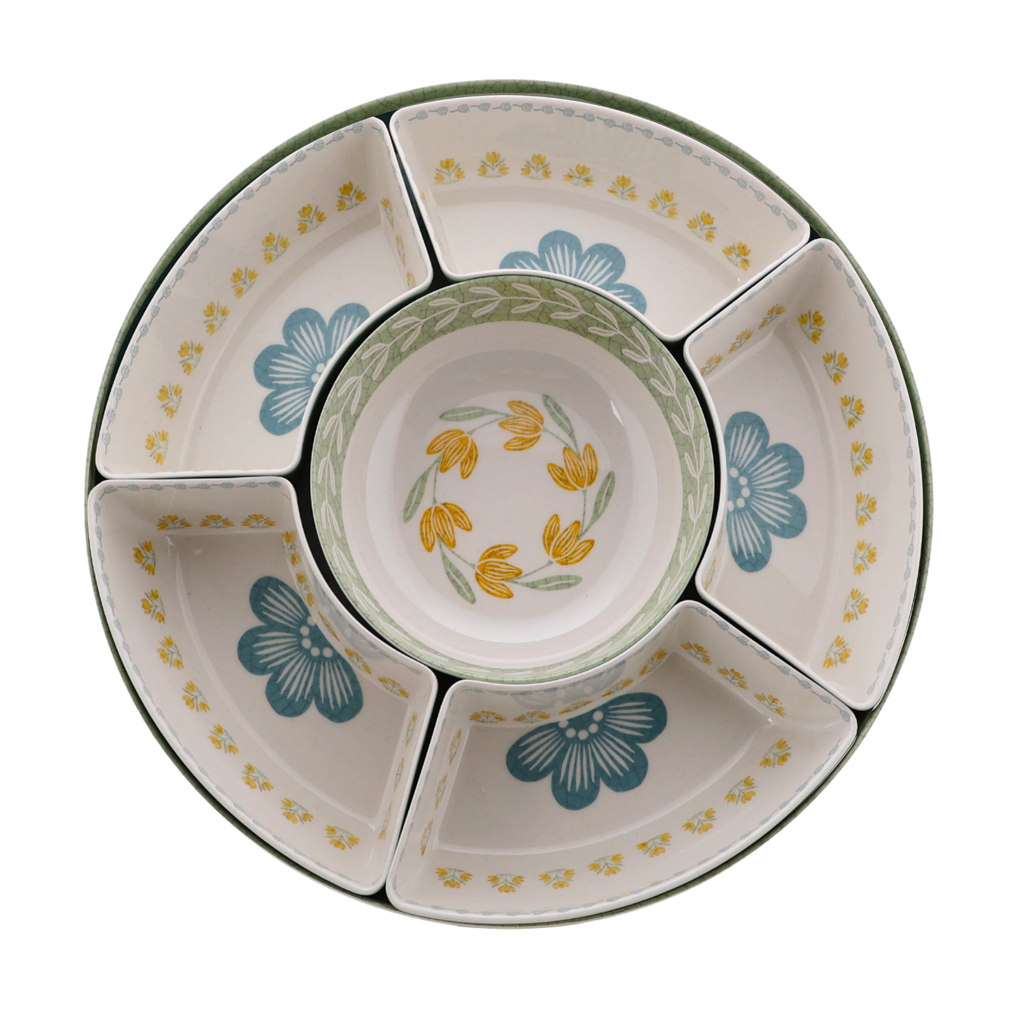 Better Homes and Gardens Floral Bamboo Melamine Chip and Dip Tray
