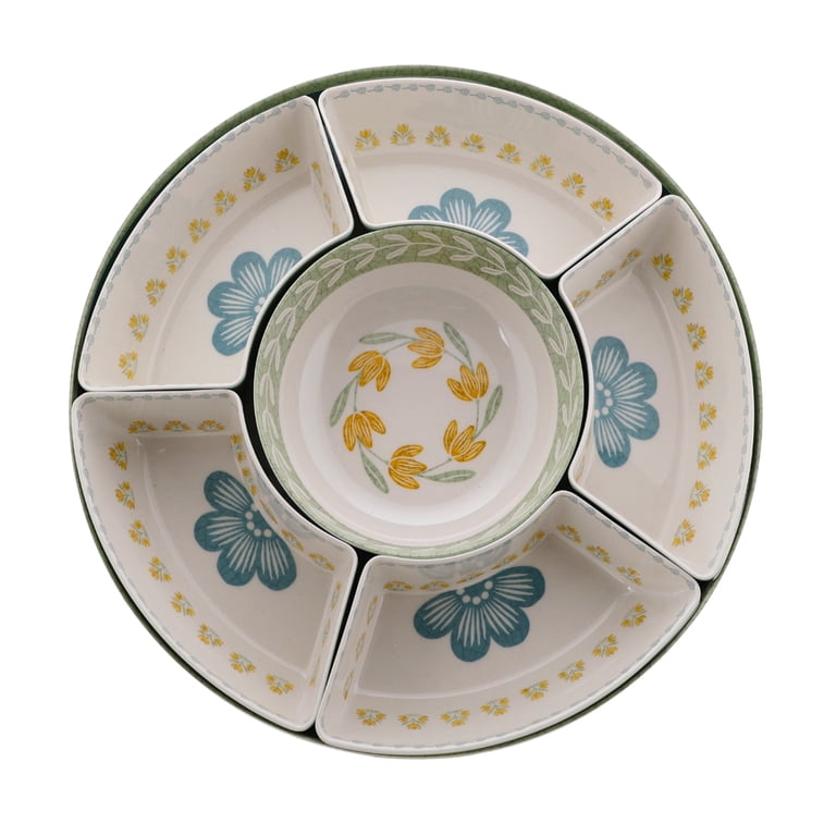 Better Homes and Gardens Floral Bamboo Melamine Chip and Dip Tray