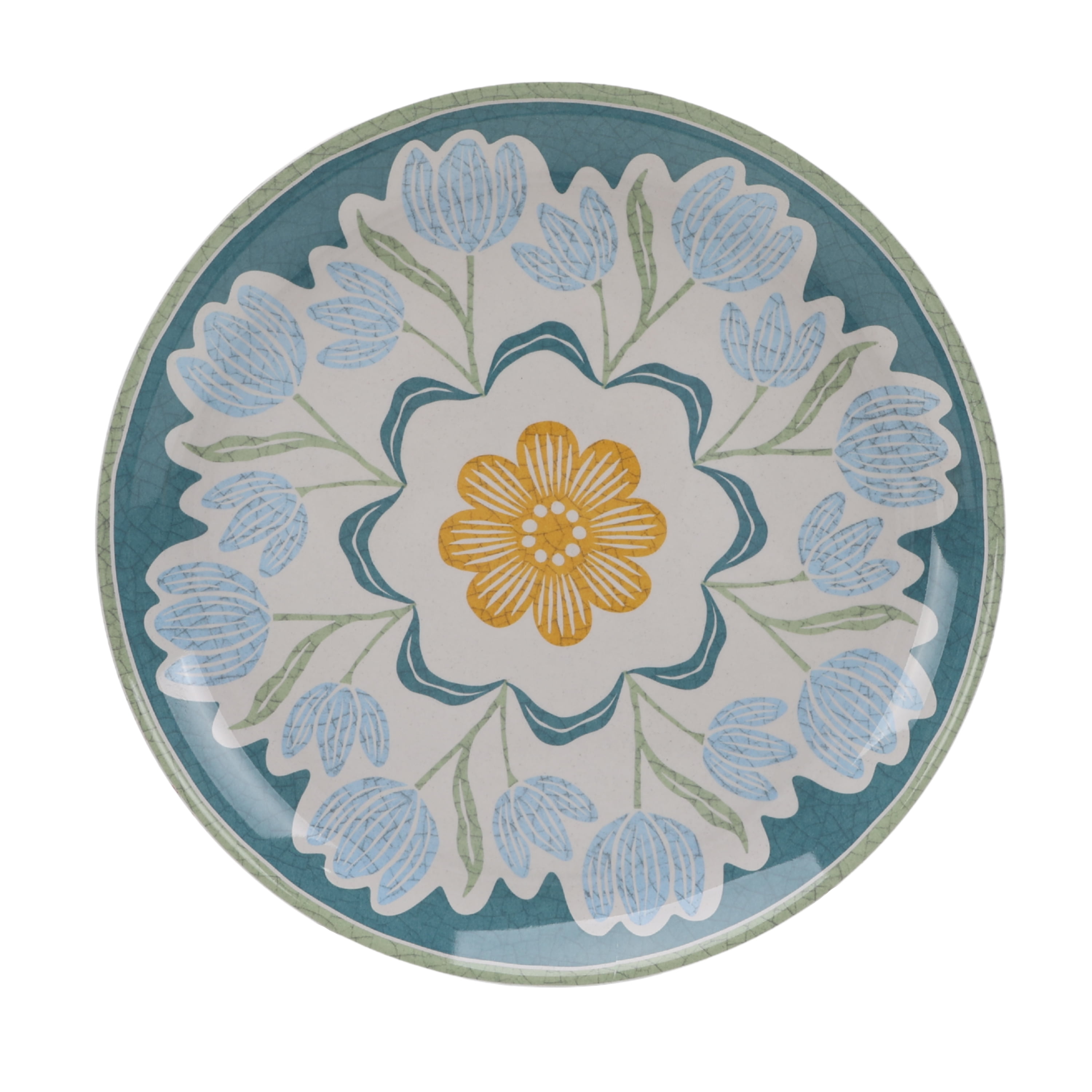 Better Homes and Gardens Bamboo Melamine Dinner Plate, Green Floral, 10.75 inch
