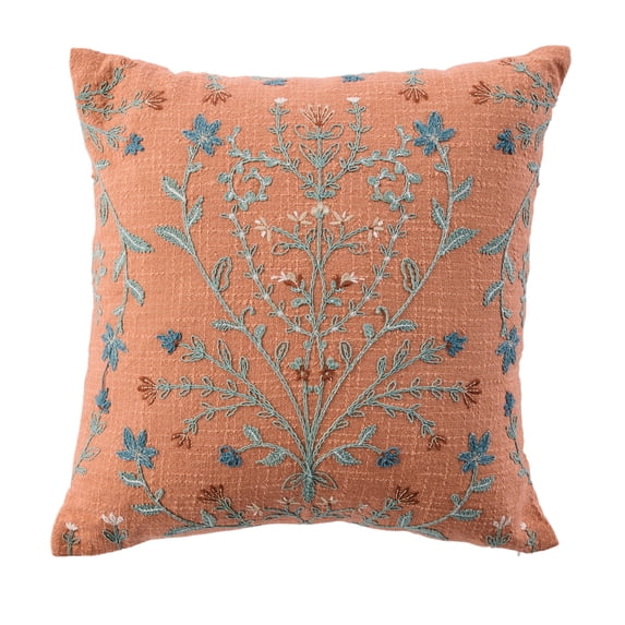 Better Homes & Gardens Block Print/Floral Florence Pillow Cover, Terracotta Clay 20x20 inch (1 Unit)
