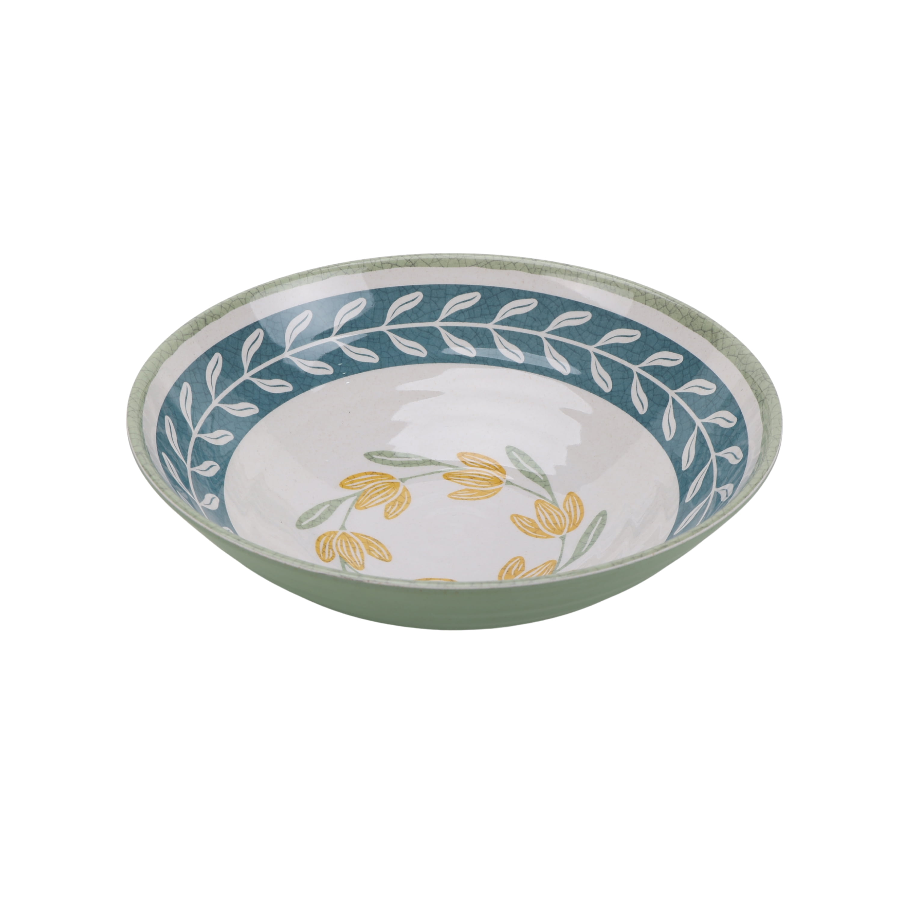 Better Homes & Gardens Bamboo Melamine Floral Serve Bowl, 13 Inch Diameter