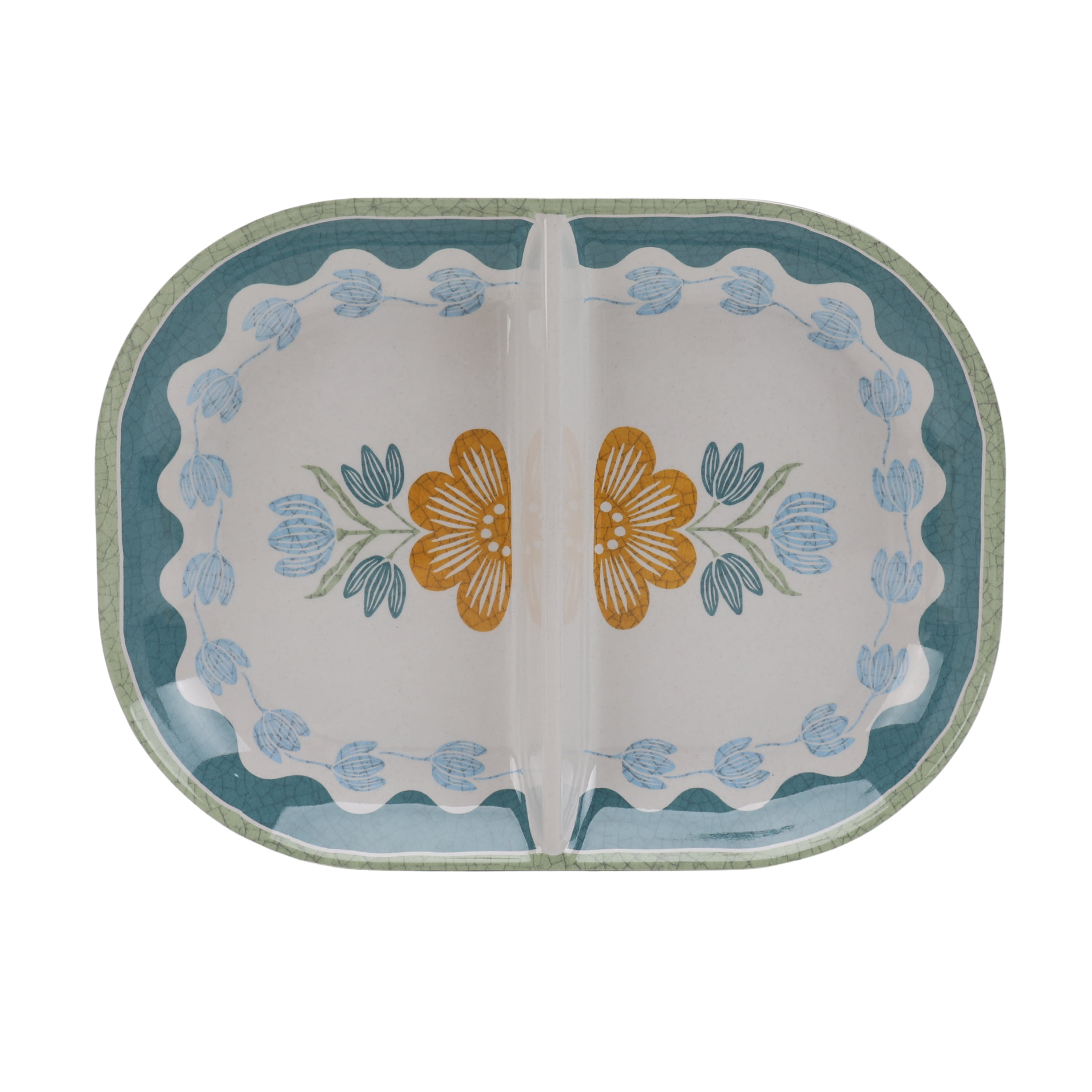Better Homes and Gardens Bamboo Melamine Floral Divided Serving Tray