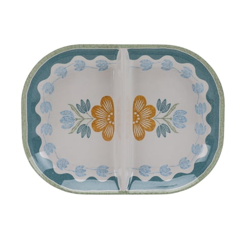 Better Homes and Gardens Bamboo Melamine Divided Floral Serving Tray