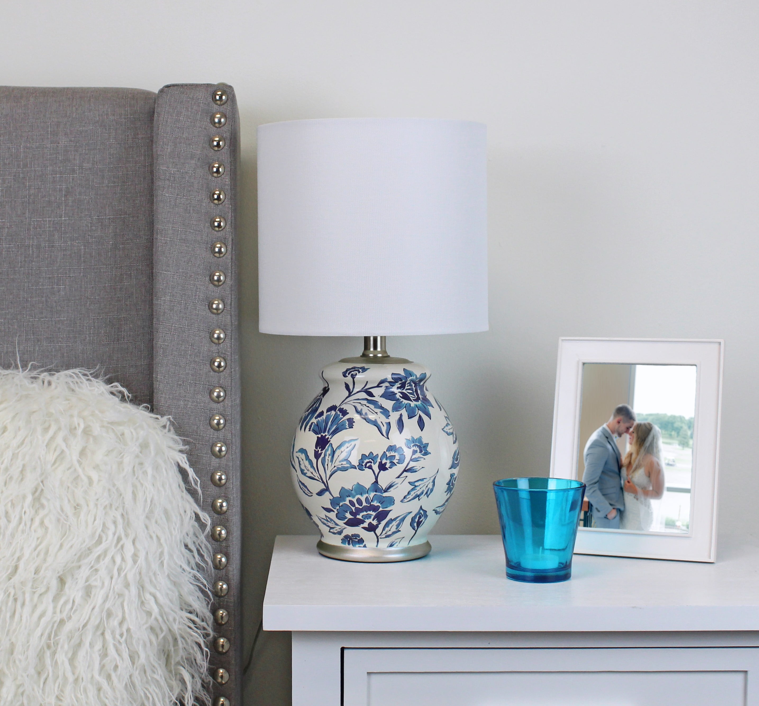 Better Homes & Gardens Floral Ceramic Lamp with Shade, 17"