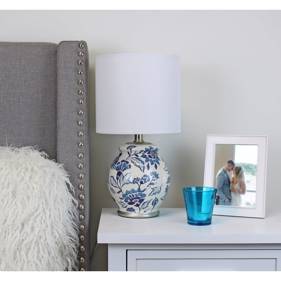 Better Homes & Gardens Floral Ceramic Lamp with Shade, 17"