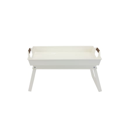 Better Homes & Gardens Rectangle Bed Serving Tray, White, Galvanized Steel with Plastic Rattan Handles, 18.7 in x 12.2 in