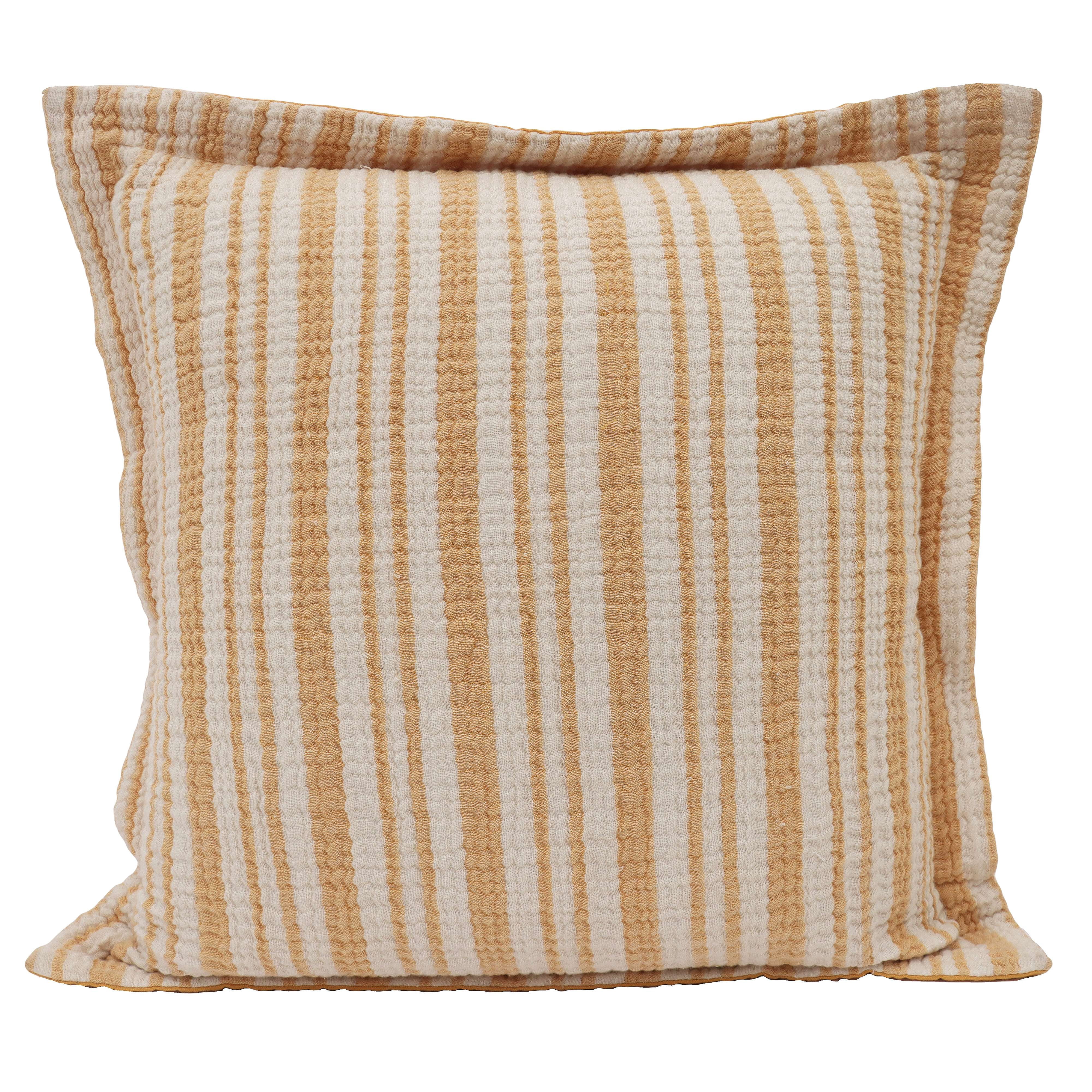 Better Homes & Gardens 20 in x 20 in Yellow Gauze Stripe Throw Pillow