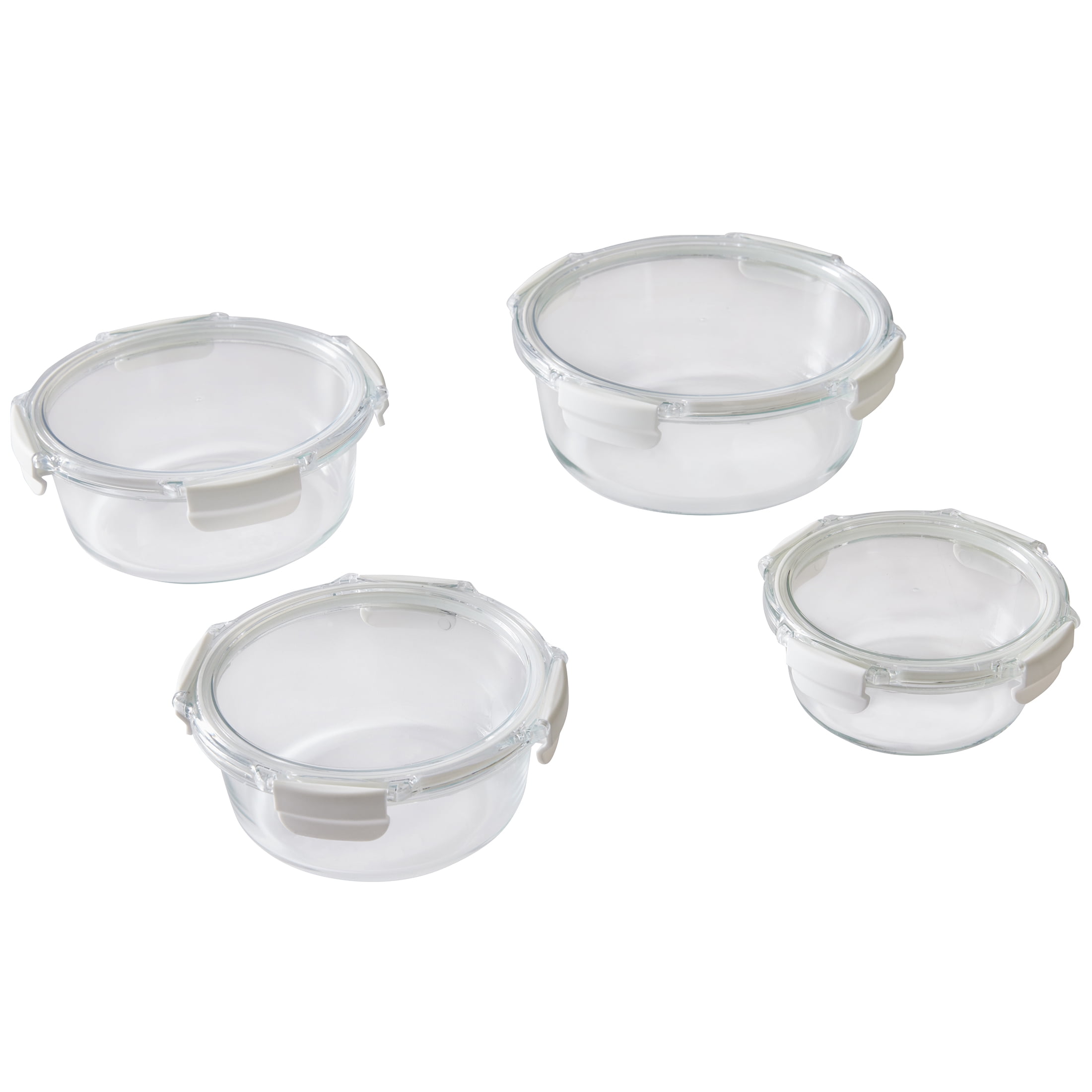 Better Homes & Gardens Round Glass Food Storage Container with Tritan Lid. Set of 4, 8 Pieces - Walmart.com