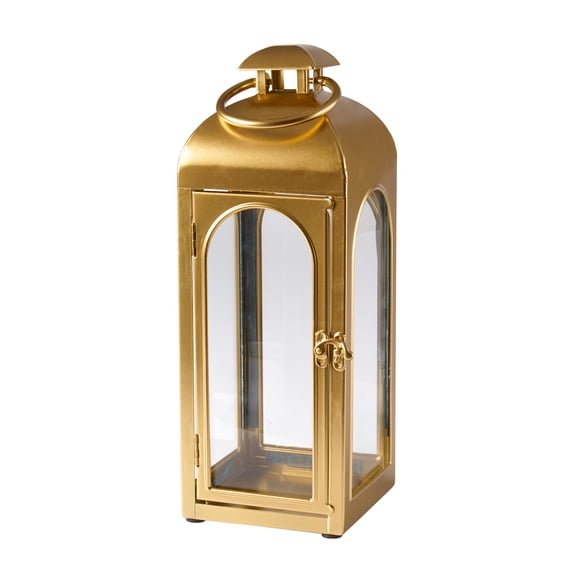 Better Homes & Gardens Gold Metal Lantern Candle Holder with Clear Glass Panels
