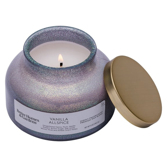 Better Homes & Gardens 1-Wick Holiday Scented Jar Candle, Vanilla Allspice, 12oz.