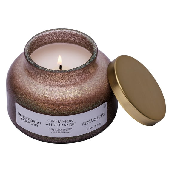 Better Homes & Gardens 1-Wick Holiday Scented Jar Candle, Cinnamon and Orange, 12oz.