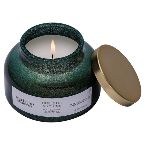 Better Homes & Gardens 1-Wick Holiday Scented Jar Candle, Noble Fir and Pine, 12oz.