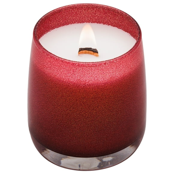 Better Homes & Gardens Wood 1-Wick Holiday Scented Glitter Jar Candle, Red Cranberry and Cherry, 14.5oz.