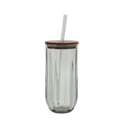 Better Homes and Gardens Green Tritan Sipper Tumbler with Acacia Wood Lid and Straw, 21-Ounce