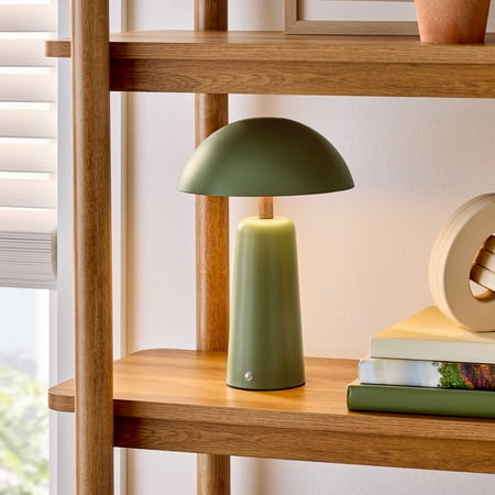 BETTER HOMES & GARDENS 12″ GREEN DOME RECHARGEABLE LED PORTABLE LAMP WITH DIMMABLE TOUCH SENSOR