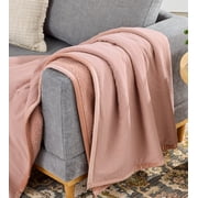 Better Homes & Gardens Super Soft Reversible Gauze and Cozy Knit Oversized Couch Throw Blanket, Antique Blush