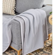 Better Homes & Gardens Oversized Reversible Gauze to Cozy Knit Throw Blanket, Soft Silver