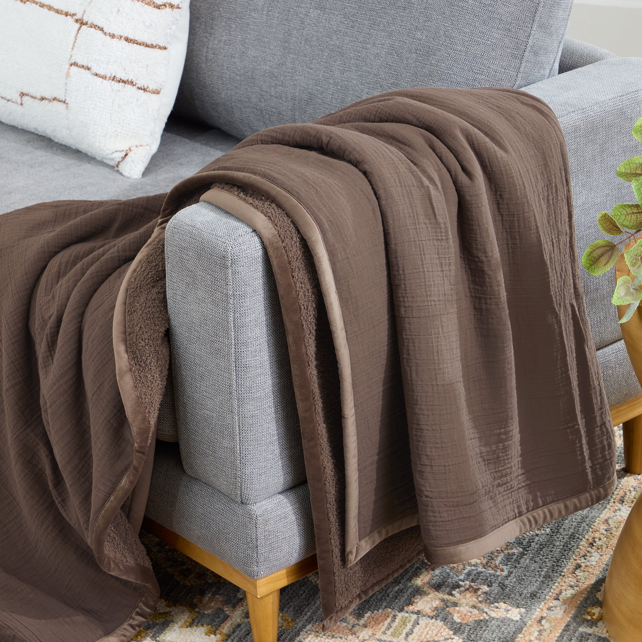 Better Homes & Gardens Super Soft Oversized Couch Throw Blanket, Brown Basket