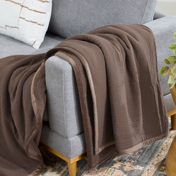 Better Homes & Gardens Super Soft Oversized Couch Throw Blanket, Brown Basket