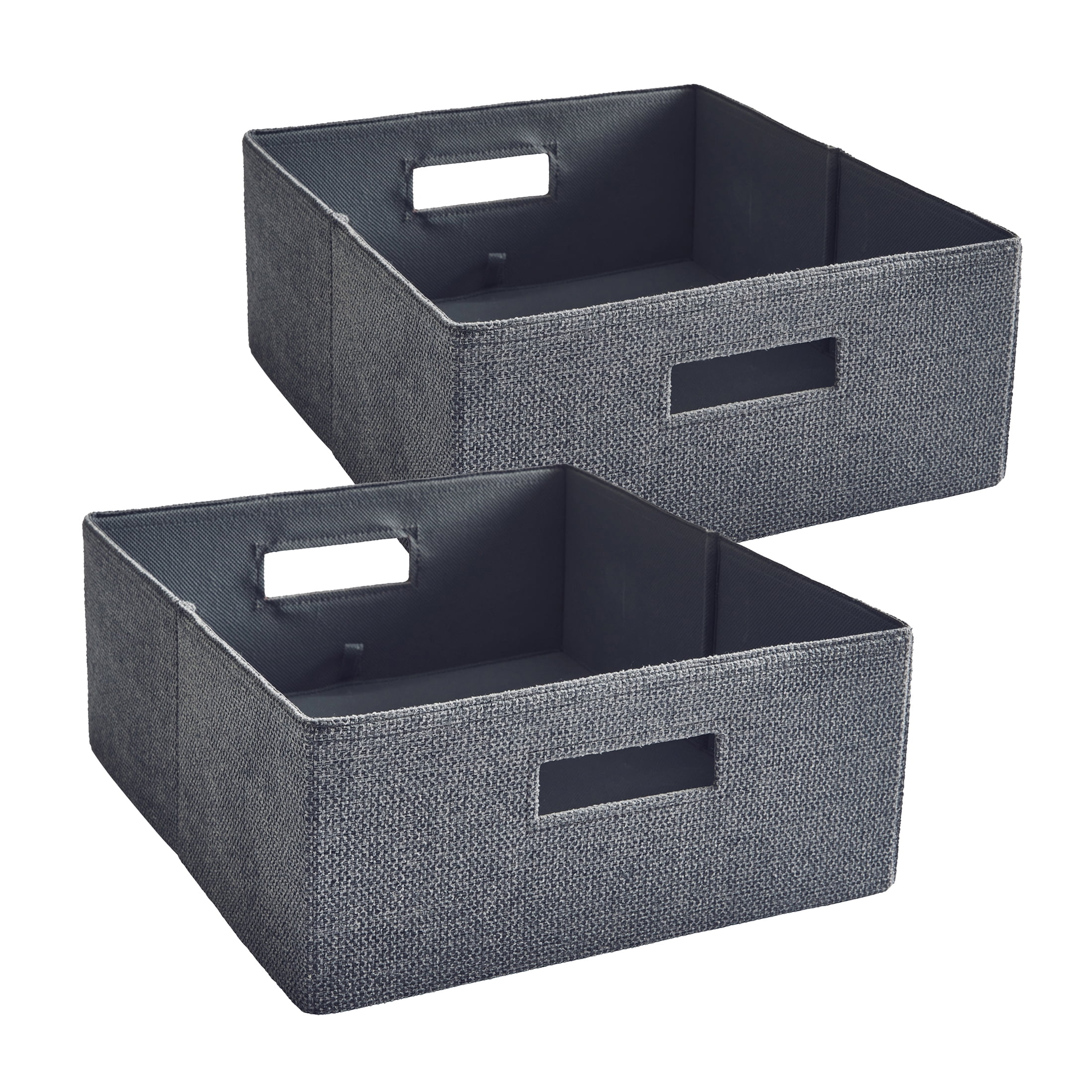 Better Homes & Gardens Half-Size Fabric Storage Bin, Gray Textured, 2 Pack