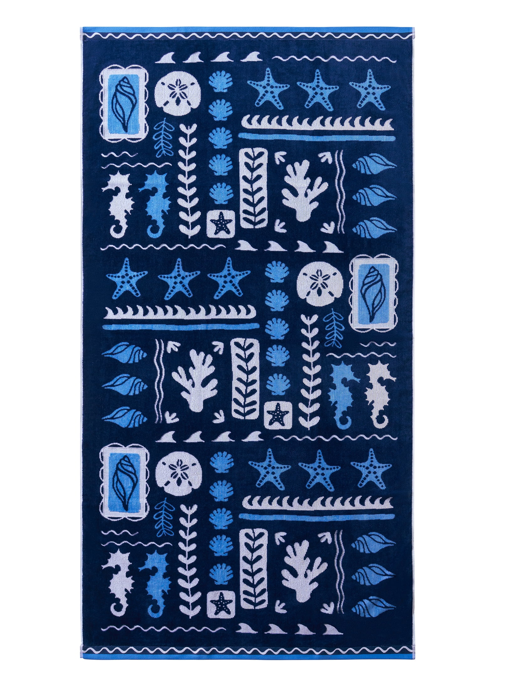 Better Homes & Gardens Cotton-Blend Beach Towel, 72 x 38 in, Coastal Patchwork