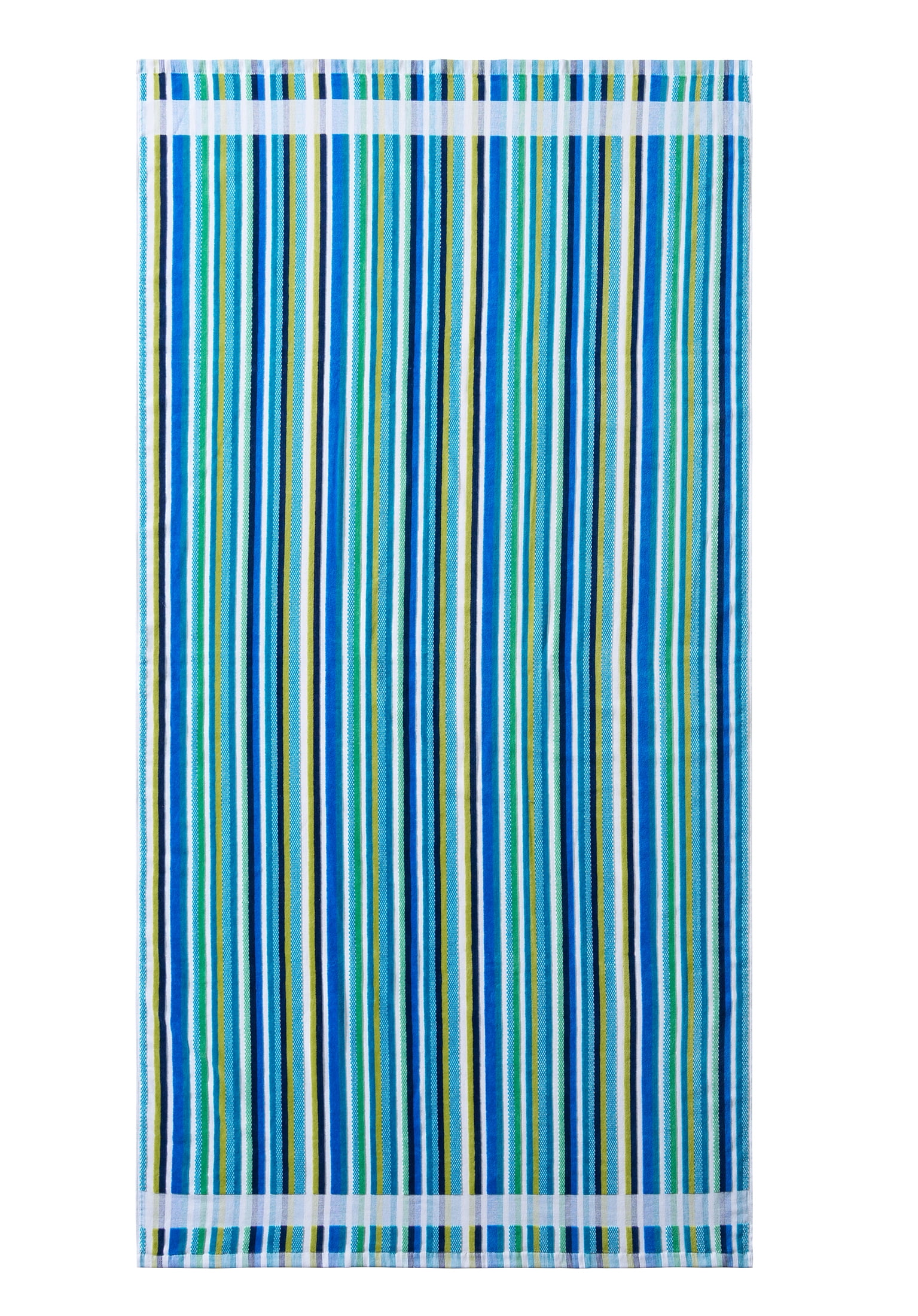 Better Homes & Gardens Cotton Blend Blend Beach Towel, 72 x 38 in, Cool Veriegated Stripe