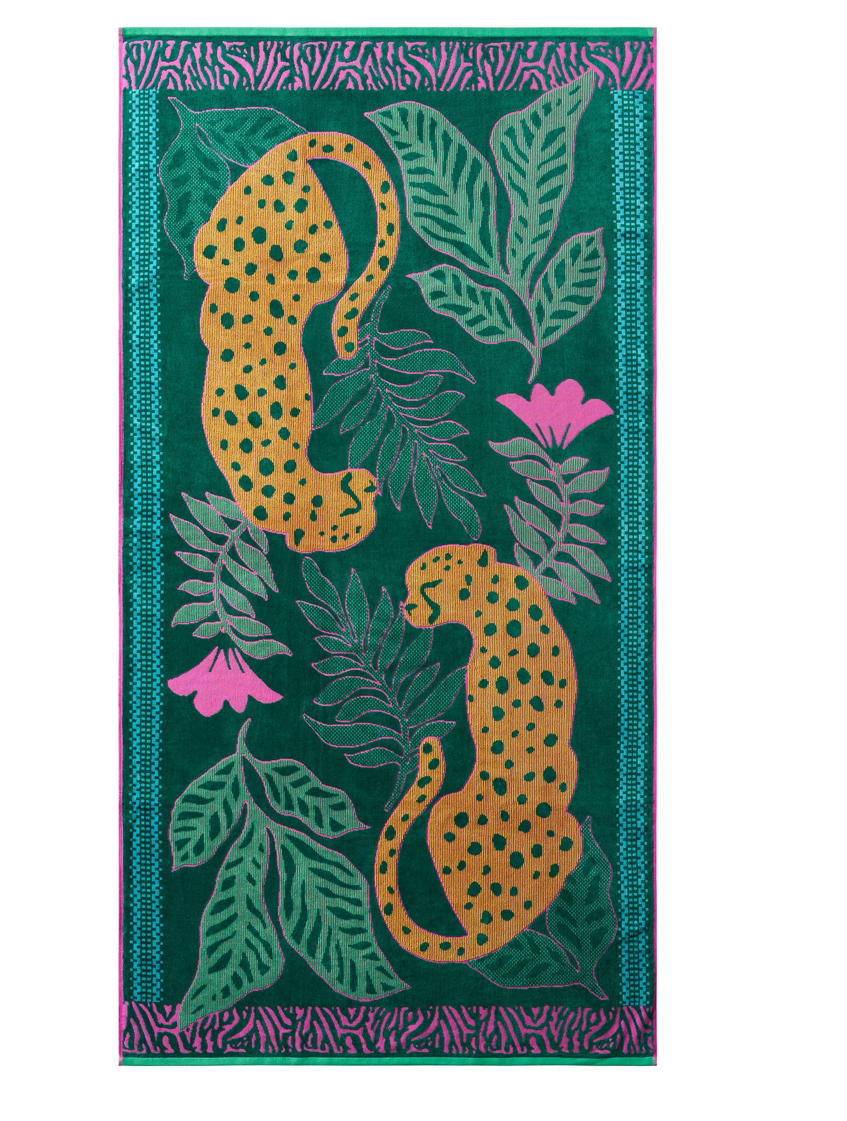 Better Homes & Gardens Cotton-Blend Beach Towel, 72 x 38 in, Jungle Cat