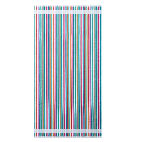Better Homes & Gardens Cotton Blend Blend Beach Towel, 72 x 38 in, Warm Veriegated Stripe