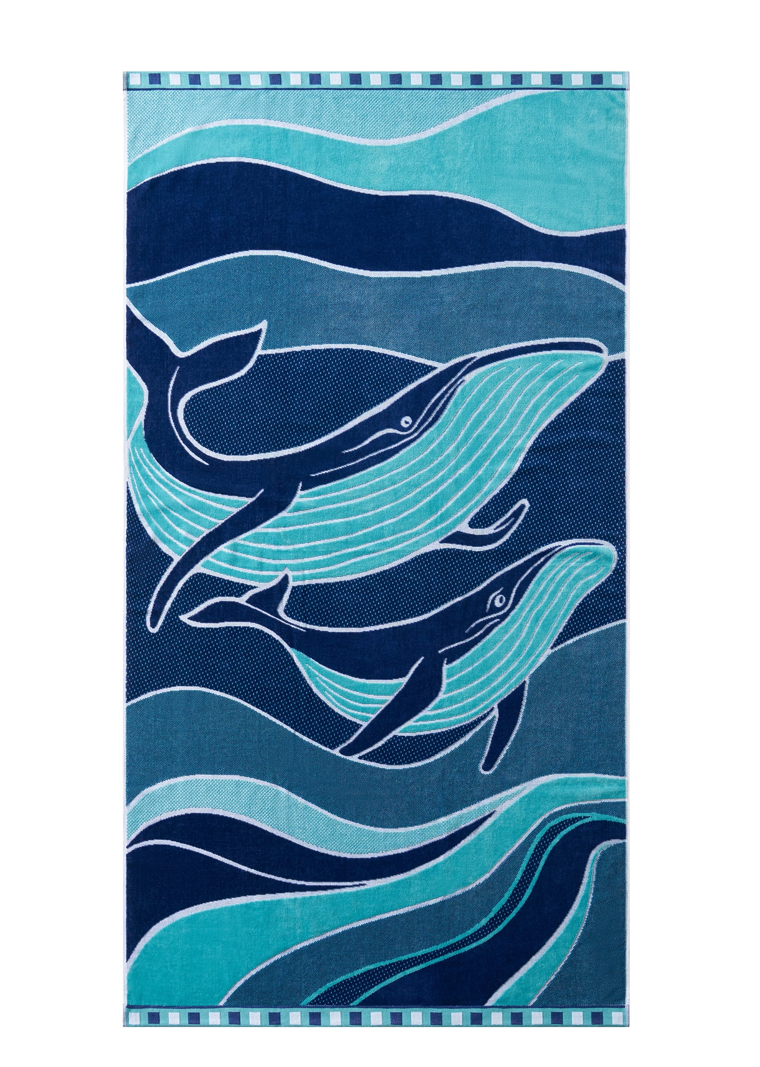 Better Homes & Gardens Cotton Blend Blend Beach Towel, 72 x 38 in, Whale
