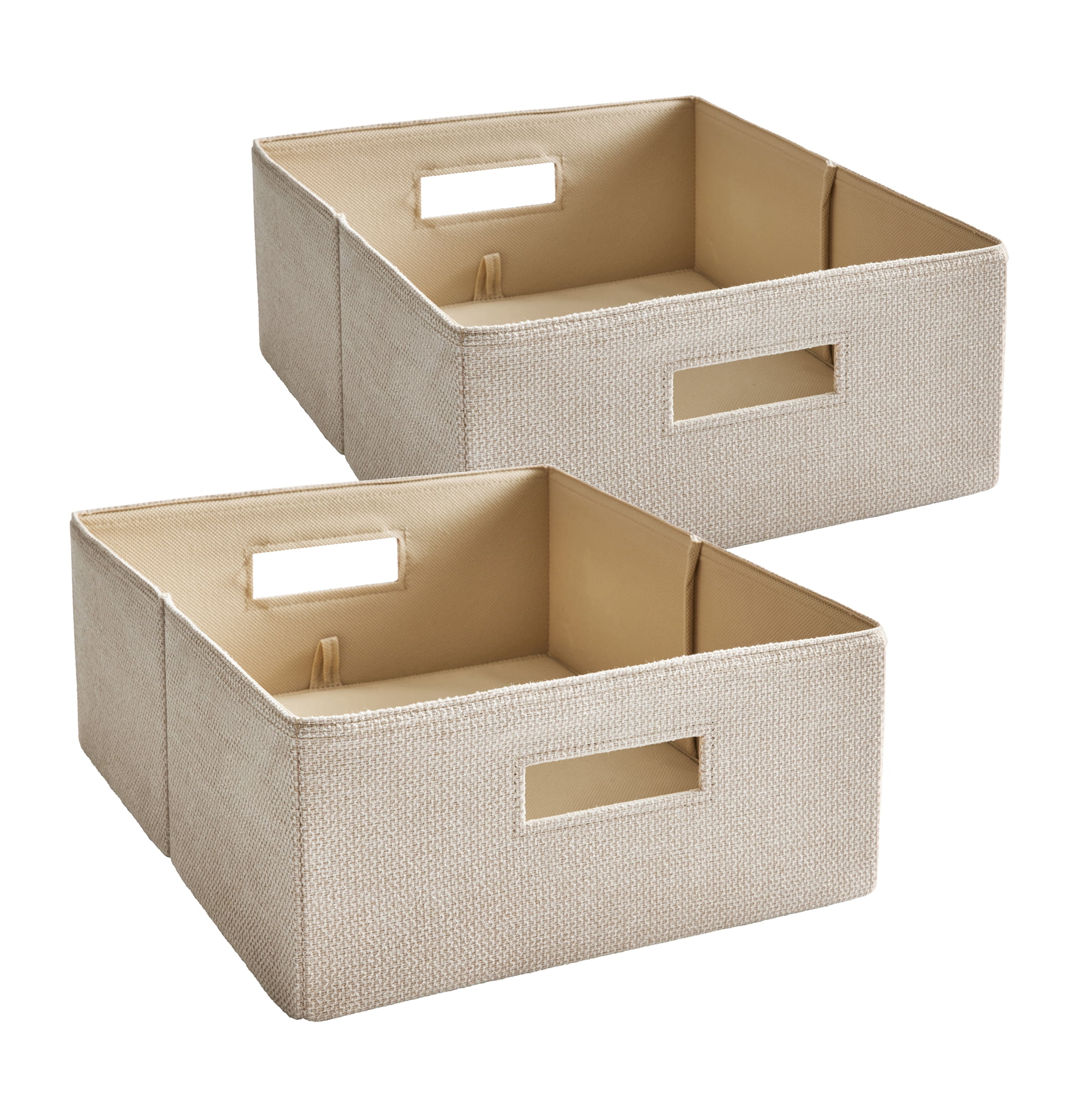 Better Homes & Gardens Half-Size Fabric Storage Bin, Toasted Almond, 2 Pack