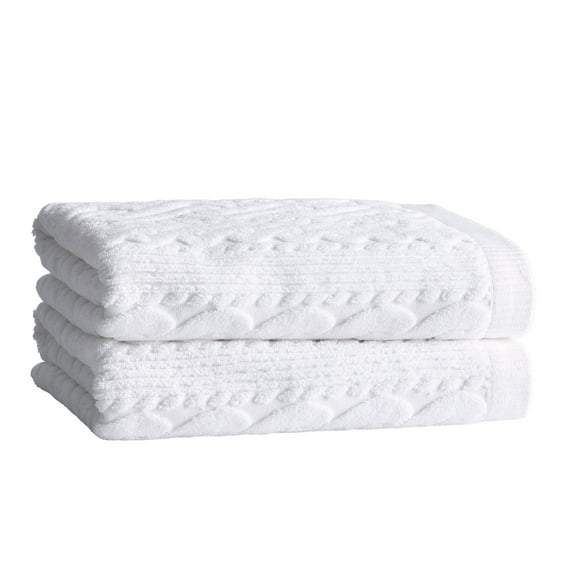 Better Homes & Gardens Signature Soft Holiday Decor 2PK Bath Towel, Cable Knit