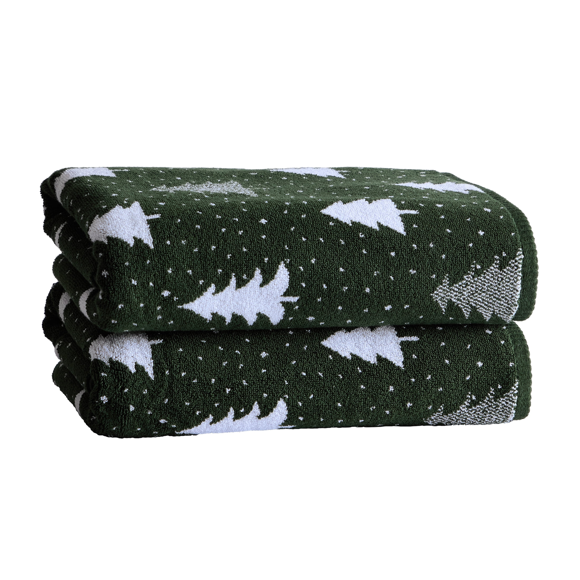 Better Homes & Gardens Signature Soft Holiday Decor 2PK Bath Towel, Wintery Tree