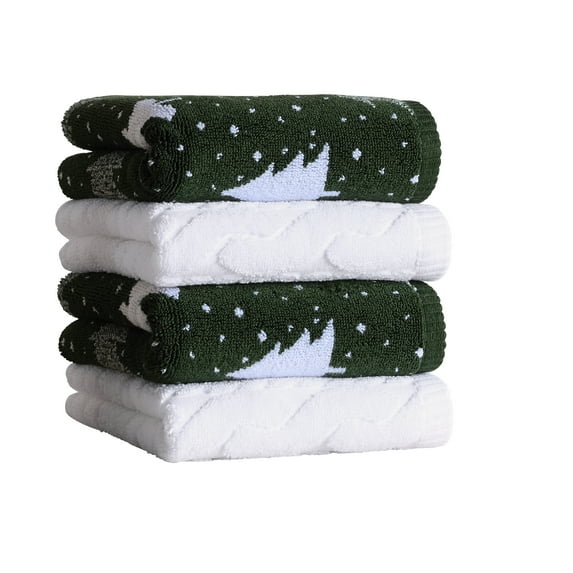 Better Homes & Gardens Signature Soft Holiday Decor 4PK Hand Towel, Wintery Tree