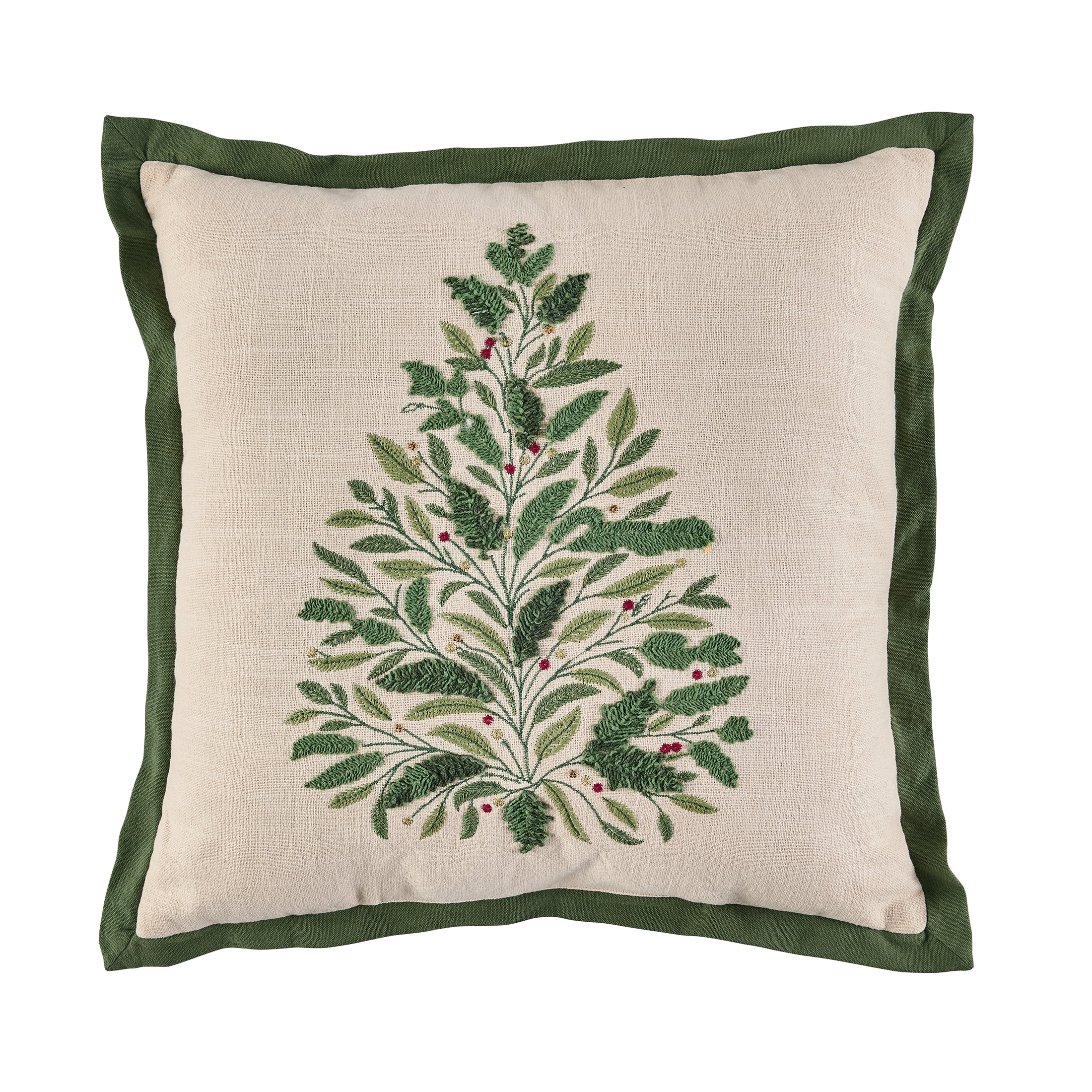 Better Homes & Gardens 20x20 Green Embroidered Holiday Tree Throw Pillow