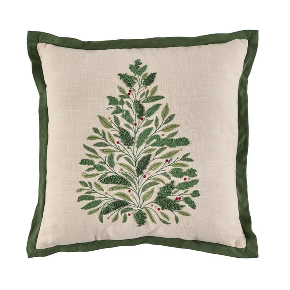 Better Homes & Gardens 20x20 Green Embroidered Holiday Tree Throw Pillow