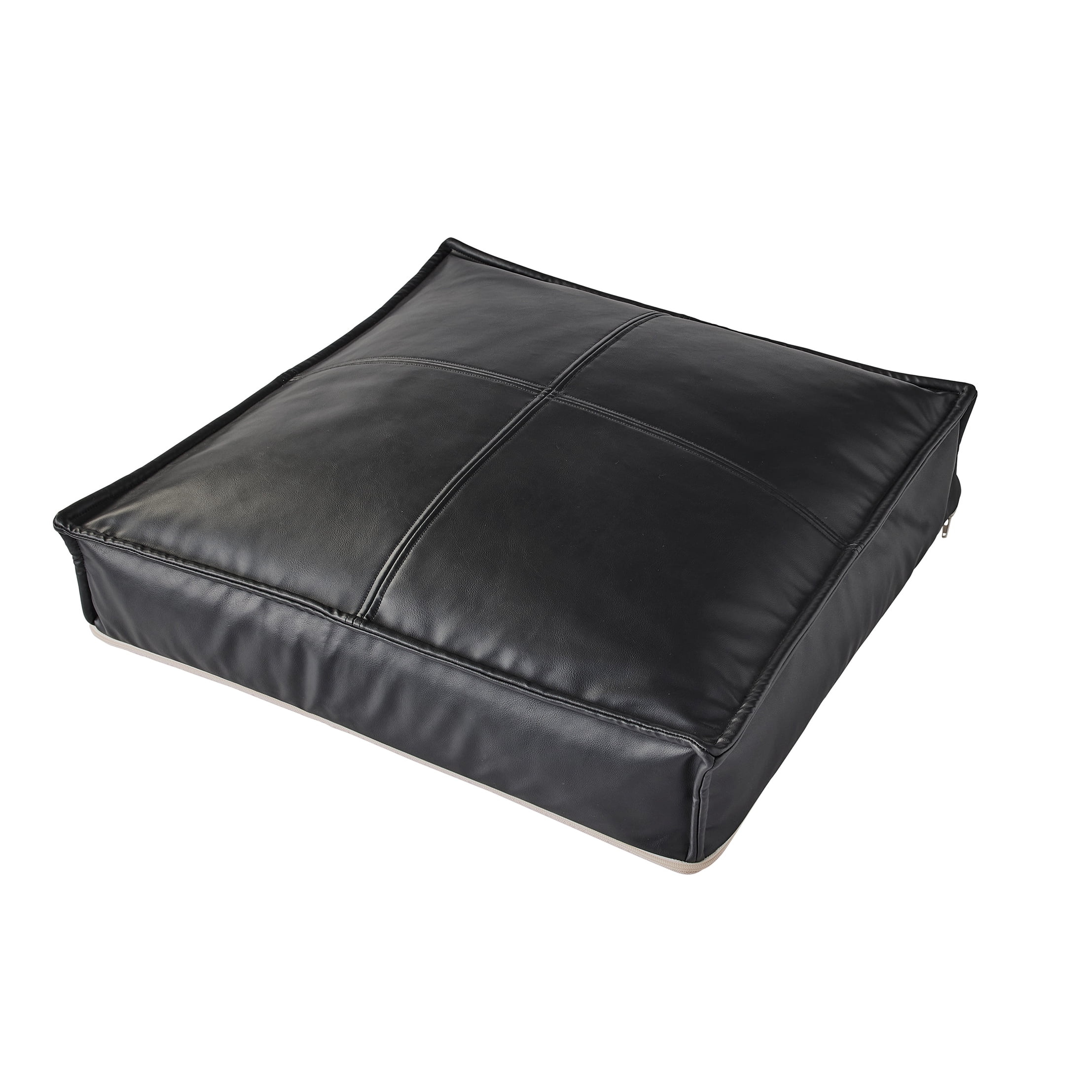 Better Homes & Gardens 24x24x4 Inch Faux Leather Floor Cushion Cover, Black