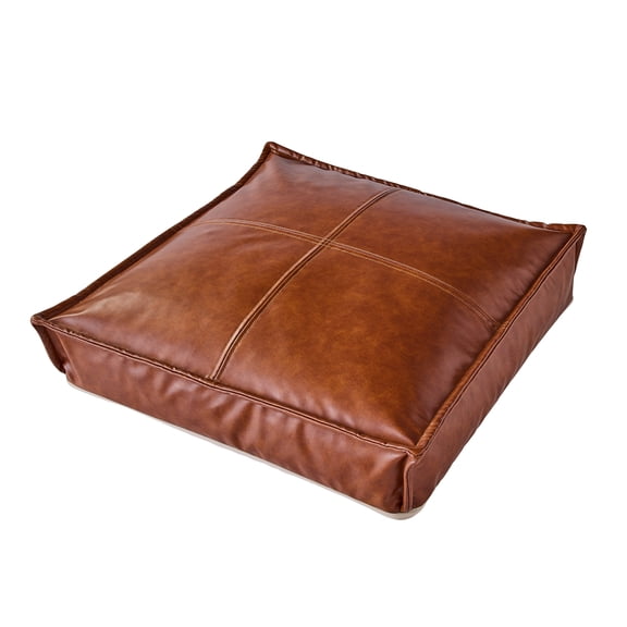 Better Homes & Gardens Brown Faux Leather Unstuffed Floor Cushion Cover, 24x24x4 inches