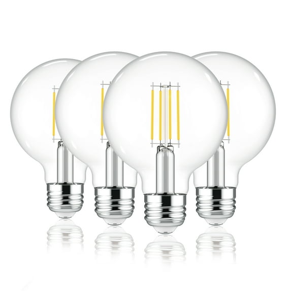 BHG LED Bulb, 4.5-Watt (60W Equivalent) G25 Vintage Style, E26 Base, Dimmable, Daylight, 4-Pack