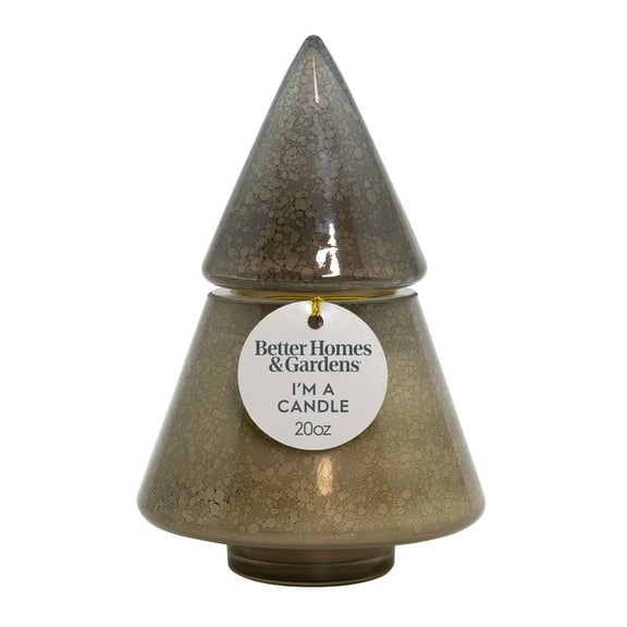 Better Homes & Gardens 2-Wick Artisanal Style Glass Christmas Tree Candle, Citrus and Balsam, 20 oz