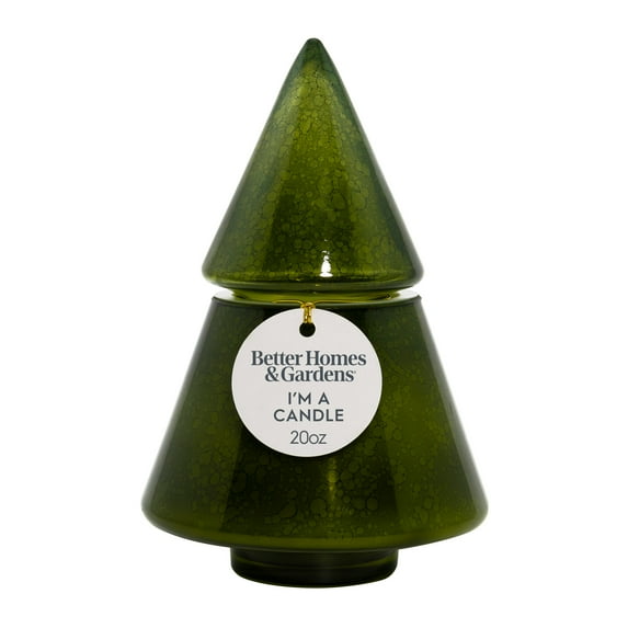Better Homes & Gardens 2-Wick Artisanal Style Glass Christmas Tree Candle, Fresh Cut Frasier, 20 oz