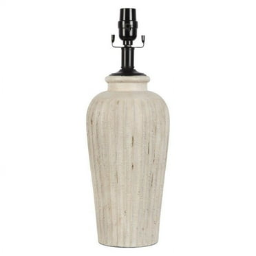 BHG Large Ribbed Ceramic Table Lamp Base, Beige, Transitional Design, Office and Dorm