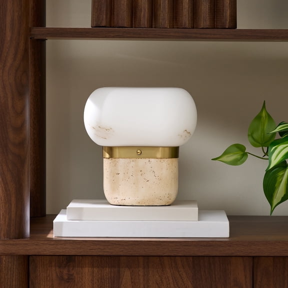 Better Homes & Gardens Allister 8.25" Rechargeable Stacked Stone Portable Lamp,Touch Control,3 Color Temperatures,Dimmable