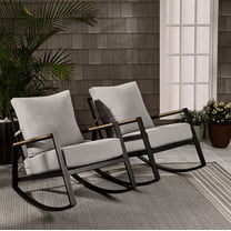 Better Homes & Gardens Marlow Outdoor 2pk Patio Rocking Chairs, Black Frame/Gray Cushion