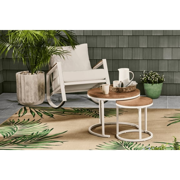 Better Homes & Gardens Marlow Outdoor 2pk Patio Nesting Tables, White