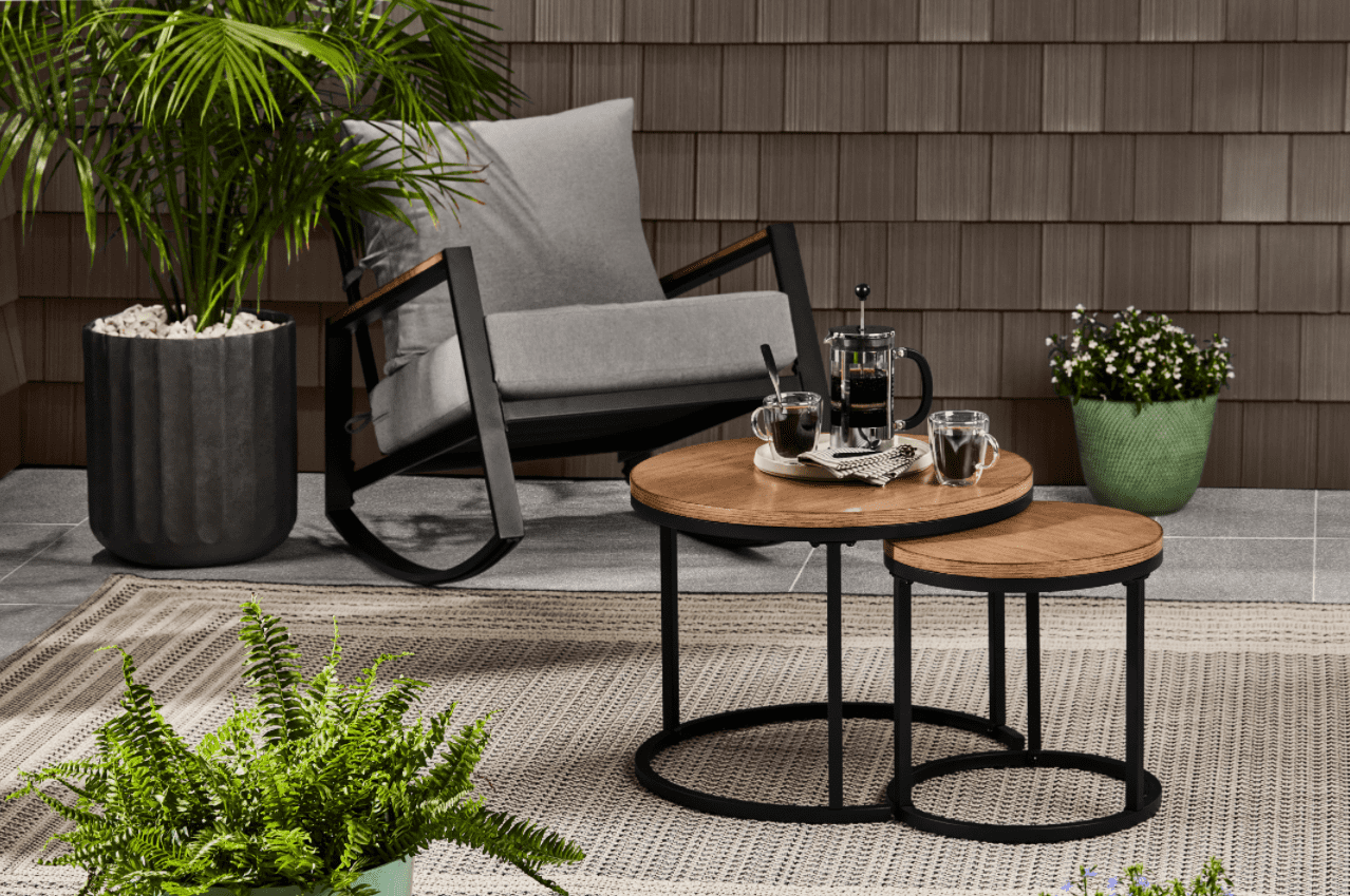 Better Homes & Gardens Marlow Outdoor 2pk Patio Nesting Tables, Black