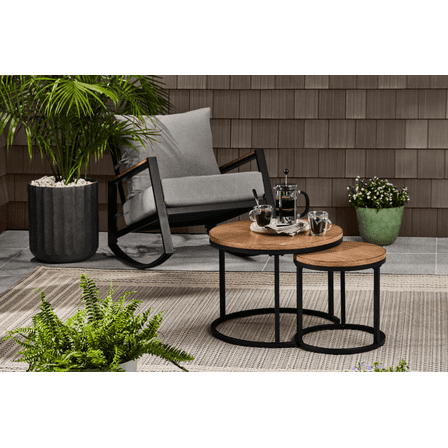 Better Homes & Gardens Marlow Outdoor 2pk Patio Nesting Tables, Black